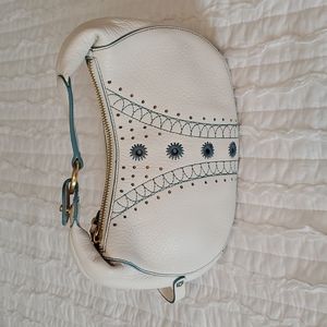 NWT Cole Haan Kayla White Leather & Teal Mini Hobo
